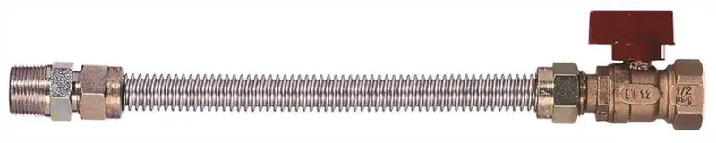1/2" Stainless Steel Gas Connector: Mip × Fip, 18-Inch Length 1