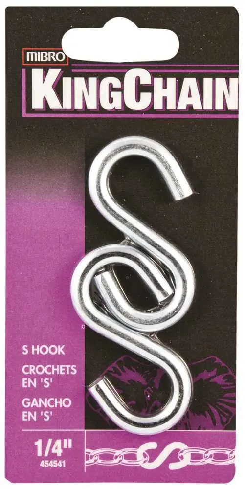1/4-Inch Zinc S-Hook – Pack Of 2 1