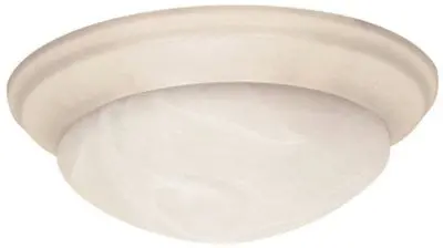 14-Inch Two-Light Flush Mount Ceiling Fixture With Textured White Finish And Alabaster Glass Shades (Incandescent) 1