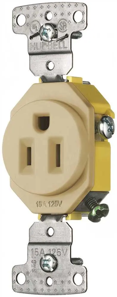 15-Amp Tamper-Resistant Single Receptacle With Self-Grounding In Almond 1
