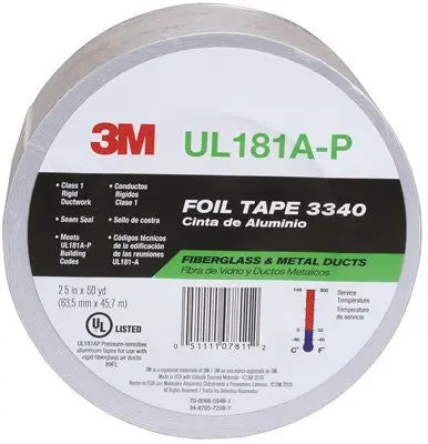 3M Scotch Foil Tape 3340 — Ul181 Rated, Silver, 2.5 In X 60 Yd 1