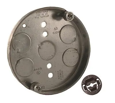 4" Round Ceiling Fan Mounting Pan – 1½" Depth, Knockout Design 1