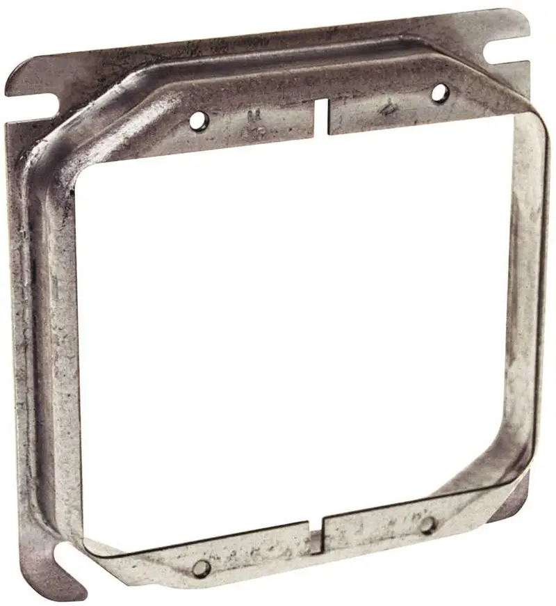4" Square Raised Mud Ring – 1–2" Height, Dual-Device Configuration 1