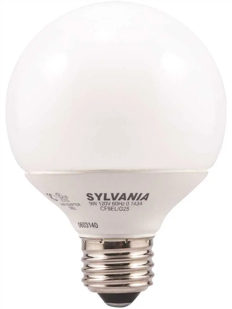 9W G25 Compact Fluorescent Lamp, 2700K Warm White 1