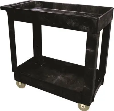 Black Two-Tier Utility Cart With 5-Inch Casters 1