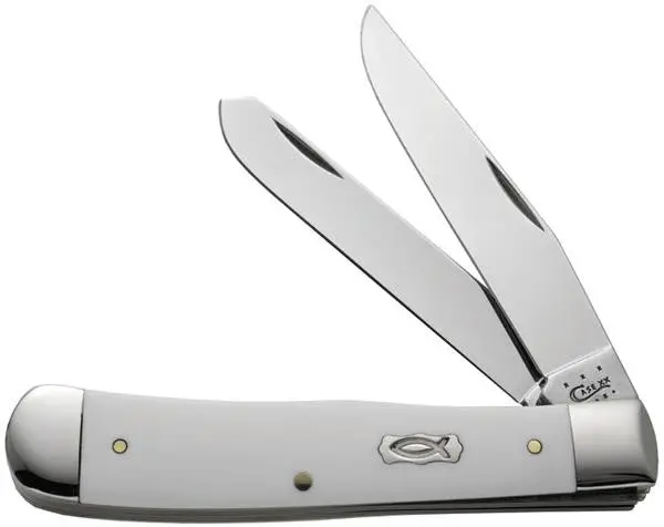 Case Trapper Pocket Knife – Two-Blade, Ivory Handle, 4.125" Closed 1