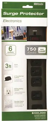 Coleman Cable 6-Outlet Metal-Housed Surge Protector – 3-Foot Cord 1