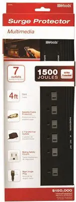 Coleman Cable 6-Outlet Surge Protector With Coax Protection – 4-Foot Cord 1