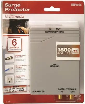 Coleman Cable 6-Outlet Surge Protector With Phone, Coax, And Ethernet Protection 1