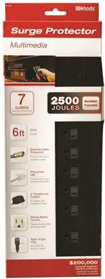 Coleman Cable 7-Outlet Surge Protector With Phone & Coax Protection – 6-Foot Cord 1