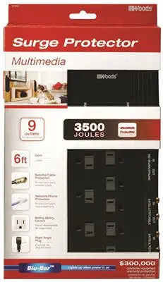 Coleman Cable® 9-Outlet Network-Safe Surge Protector – 6-Foot Cord With Phone, Coax, And Ethernet Shielding 1