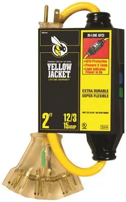 Coleman Cable Yellow Jacket® In-Line Gfci – 2-Foot Cord With Lighted Power Block 1