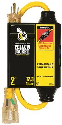 Coleman Cable Yellow Jacket® In-Line Gfci – 2-Foot Cord With Lighted Receptacle 1