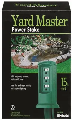 Coleman Yard Master 3-Outlet Grounded Stake – 15 Ft Cord, Green 1