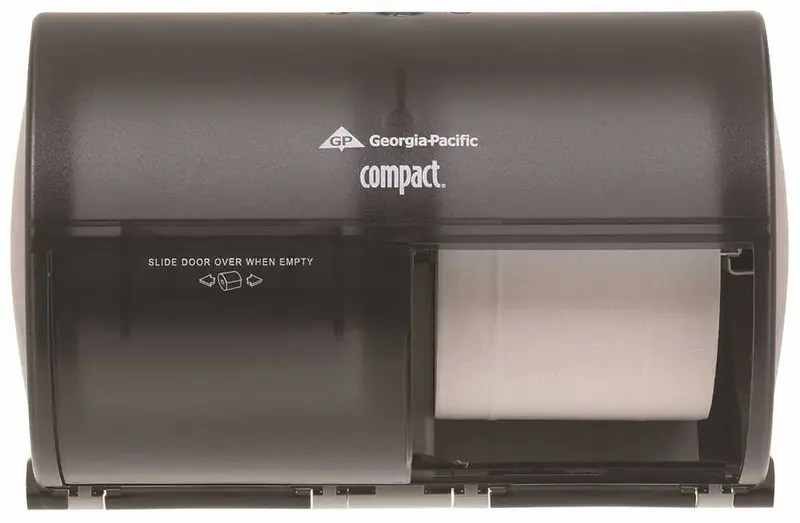 Compact Double-Roll Bathroom Tissue Dispenser — Smoke Gray Finish 1