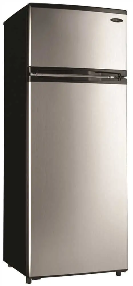 Danby 7.4 Cu. Ft. Compact Top-Freezer Refrigerator – Stainless Steel, Reversible Door 1
