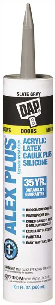 Dap Alex Plus Acrylic Latex + Silicone Caulk – Slate Gray, 10.1 Oz 1