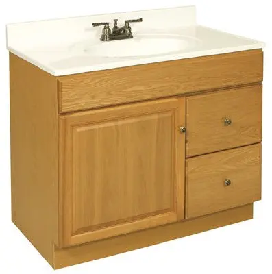 Design House® Claremont Honey Oak Bathroom Vanity – 36" Wide, Single-Door + Dual-Drawer Rta Cabinet 1