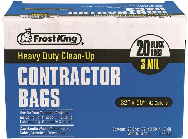 Frost King Custom Can Liners – 32" X 50", 42-Gallon, 3-Mil Black Trash Bags (20 Per Roll) 1