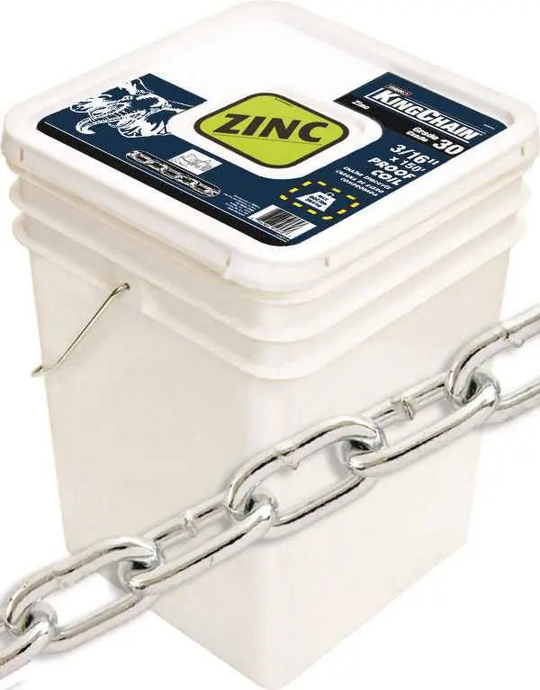 Grade 30 Proof-Coil Chain – Zinc-Finished, 3/16 Inch × 150 Feet, Load-Rated 1