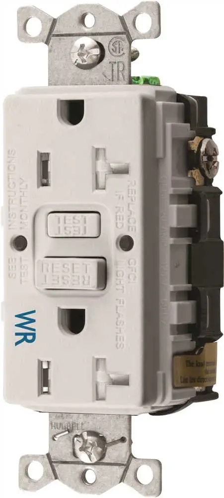 Hubbell® Autoguard® Weatherproof & Tamper-Resistant Gfci Receptacle – Nema 5-20R, 125V, 20A, White 1