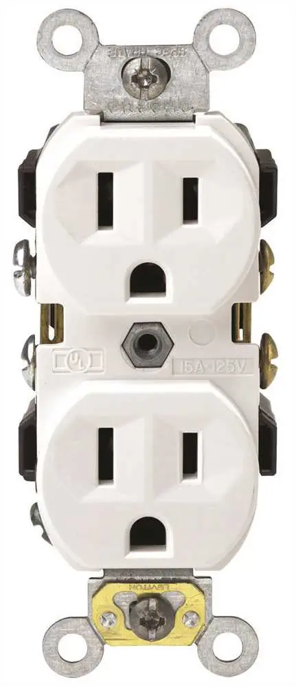 Leviton® Commercial-Grade 2-Pole Duplex Receptacle – Nema 5-15R, 125V, 15A, White 1