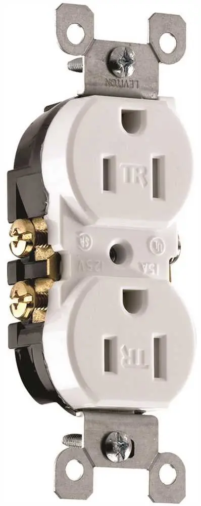 Leviton Weatherproof & Tamper-Resistant 15-Amp Duplex Receptacle – White (Nema 5-15R, 125V) 1