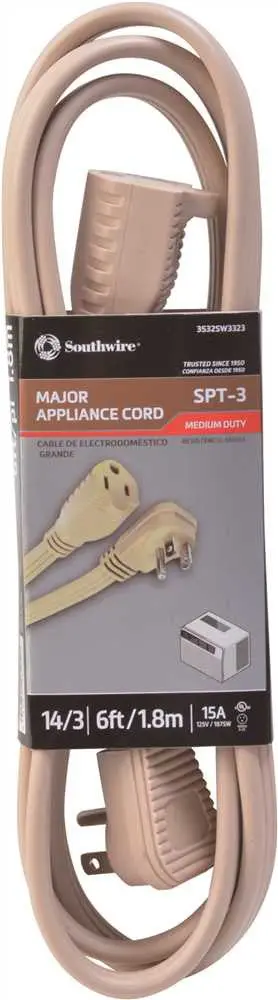 Low-Profile 15A 125V Flat Extension Cord – 14/3 Spt-3, 6-Foot Length 1