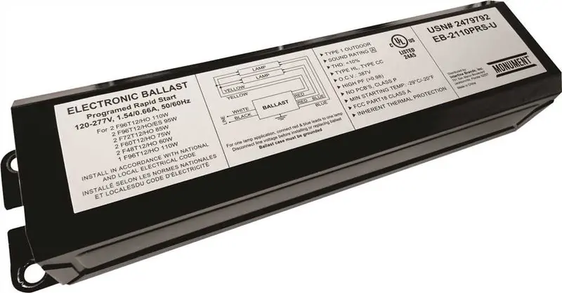Monument 2-Lamp Electronic Ballast – Programmed Rapid Start, 120–277V, 110W 1