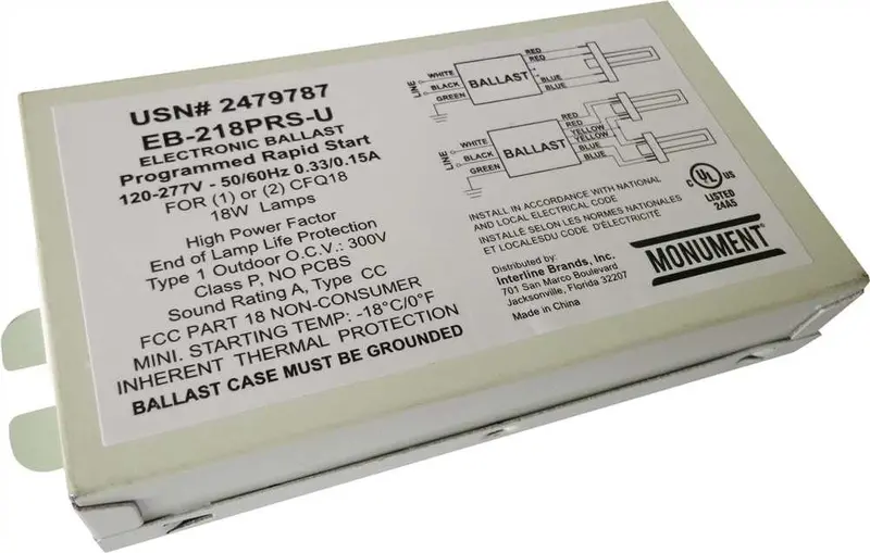 Monument 2-Lamp Electronic Ballast – Programmed Rapid Start, 120–277V, 18W 1