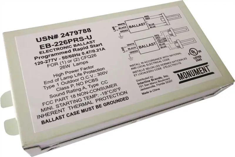 Monument 2-Lamp Electronic Ballast – Programmed Rapid Start, 120–277V, 26W 1