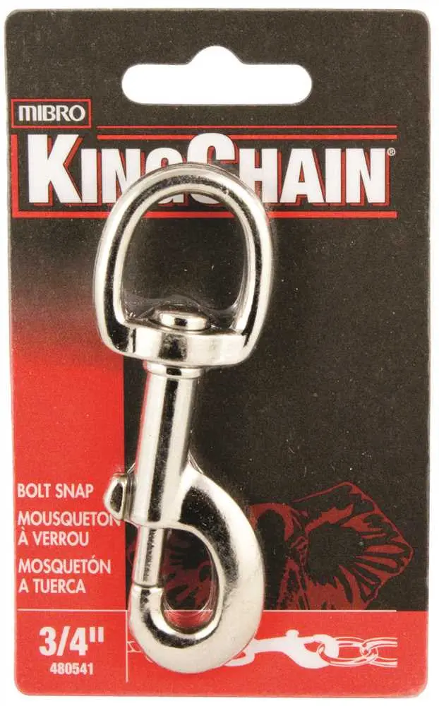 Nickel-Plated Bolt Snap With Rotating Swivel – 3-4 Inch, Individual Card Display 1