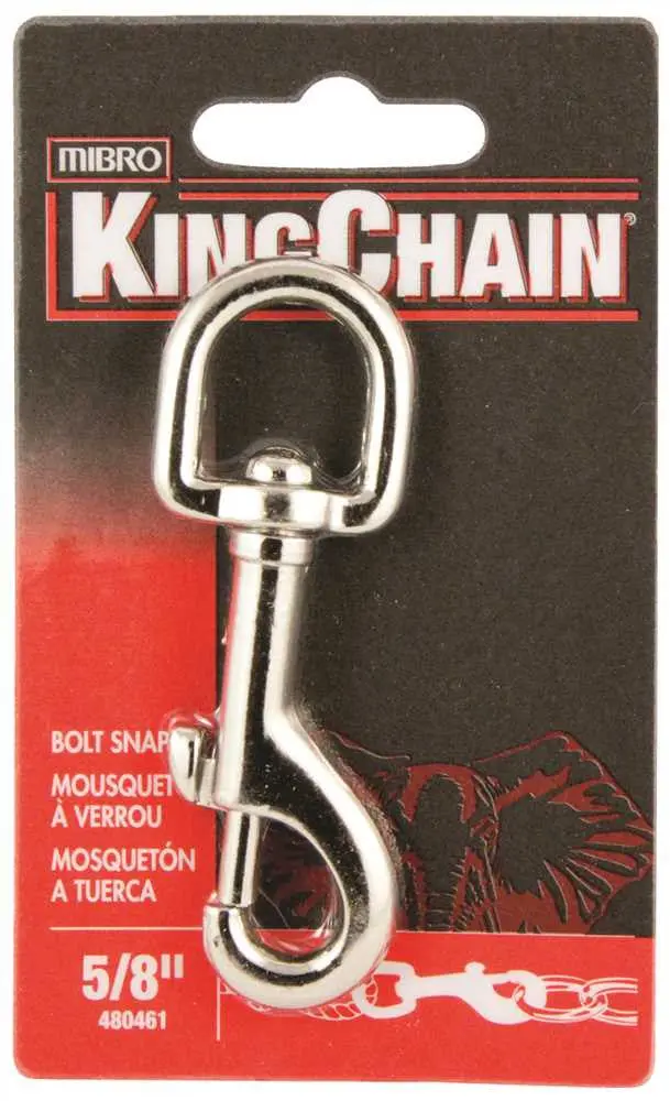 Nickel-Plated Bolt Snap With Round Swivel – 5-8 Inch, Single-Pack Carded 1