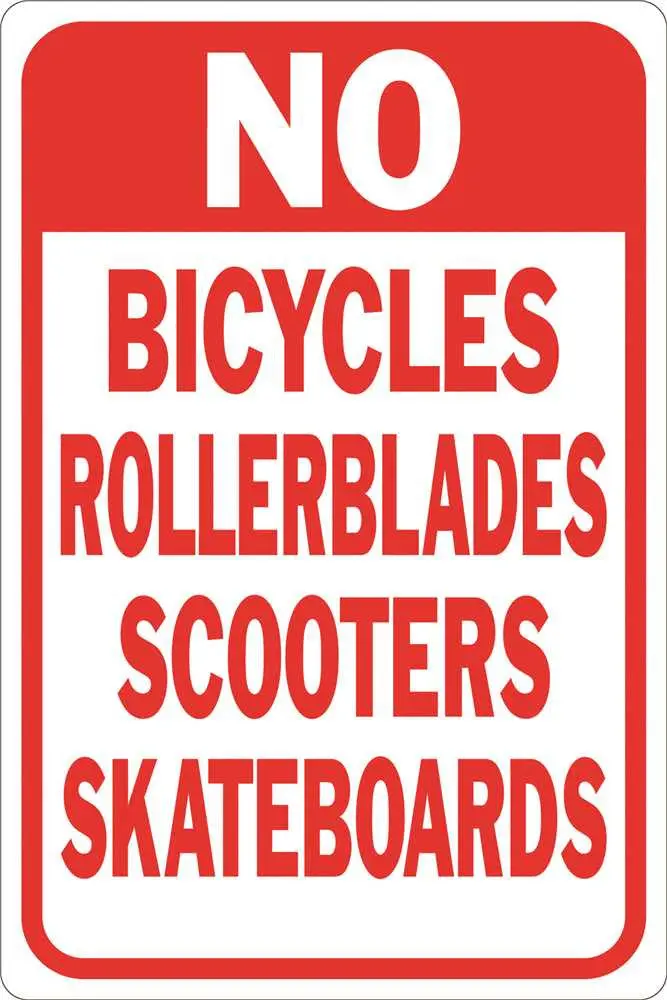'No Bicycles, Scooters, Skateboards, Or Rollerblades' Sign – 12" × 18", Reflective Aluminum 1