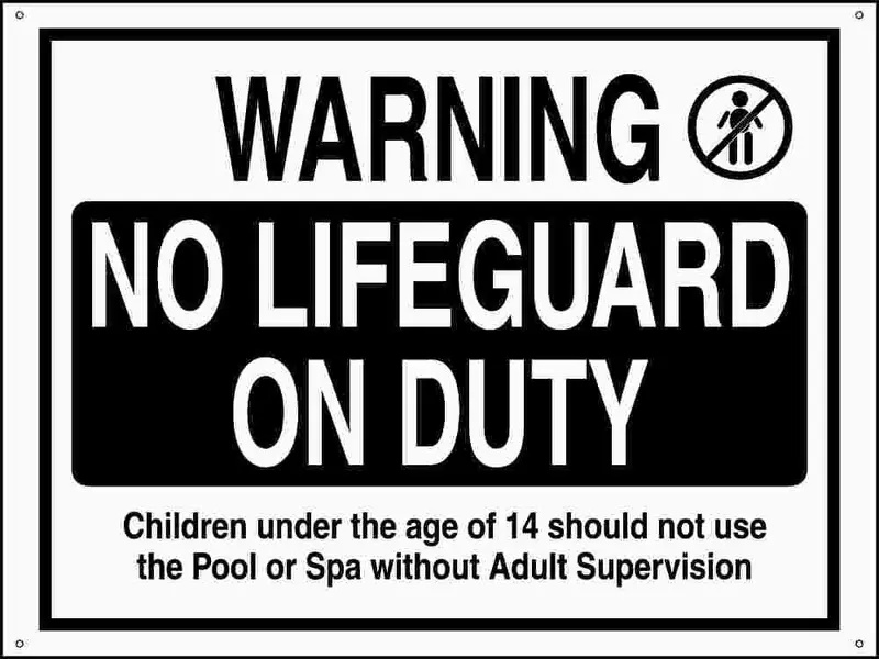 'No Lifeguard On Duty' Pool Warning Sign – 18" × 24", Rigid Plastic 1