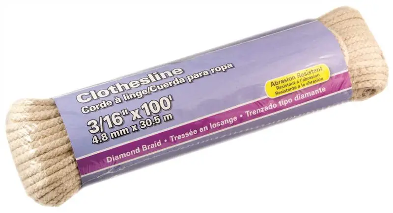 Polyester-Cotton Diamond Braid Clothesline – 3/16" X 100 Feet 1