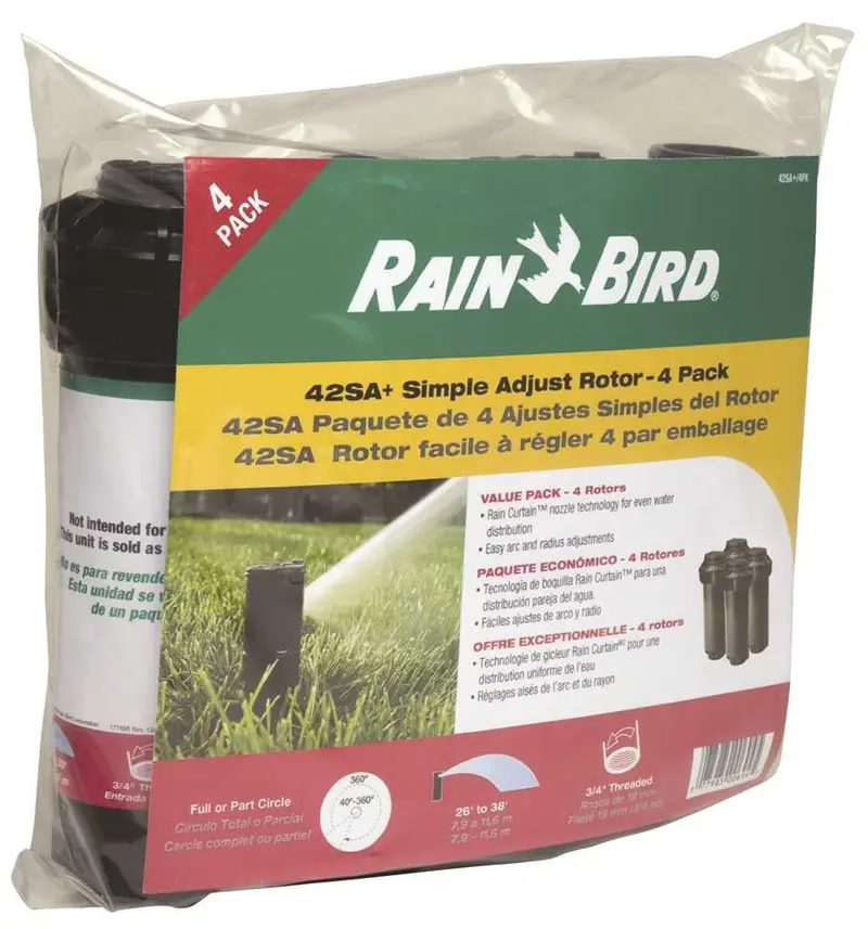 Rain Bird Heavy-Duty Simple Adjust Rotor Sprinkler Heads – 4-Pack 1