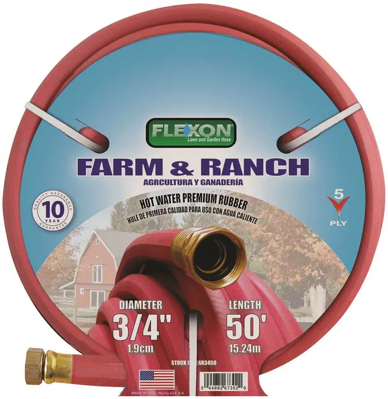 Red Heavy-Duty Hot Water Rubber Hose — 3/4" × 50 Ft 1