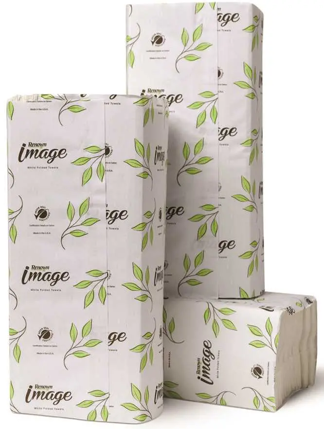 Renown Image Center-Fold Towels – 10.13" X 13", Bright White, Luxury Fabric (16 Packs/Case) 1