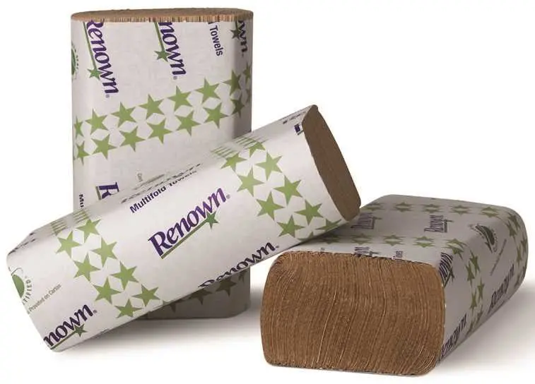 Renown® Natural Multifold Paper Towels – 9-1/8" × 9-1/2", 250 Sheets Per Pack, 16 Packs Per Case 1
