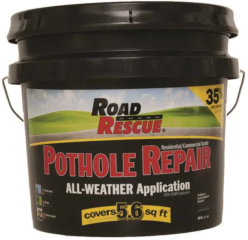 Road Rescue™ Asphalt Patch Compound – 40-Pound Re-Sealable Pail 1