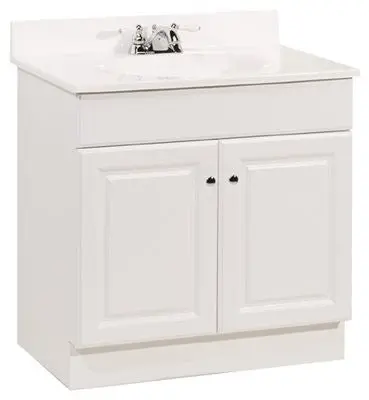 Rsi Home Richmond Fully Assembled White Bathroom Vanity Cabinet With Countertop – 30" W X 31" H X 18" D, Two-Door Design 1