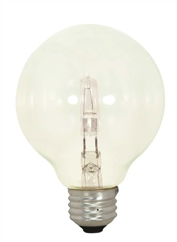 Satco G25 Halogen Globe Lamp – 43W, 120V, Medium Base, Clear, Dimmable, 6-Pack 1