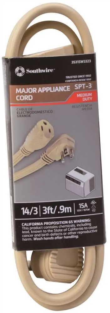 Southwire® Flat Spt-3 Appliance Extension Cord – 14/3, 3 Feet 1