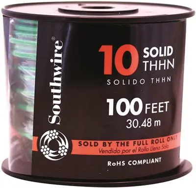Southwire Simpull Thhn 10 Awg Solid Green Wire – 100-Foot Roll 1