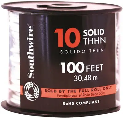 Southwire Simpull Thhn 10 Awg Solid White Wire – 100-Foot Roll 1
