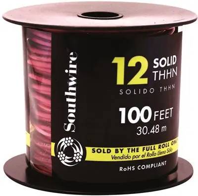 Southwire Simpull Thhn 12 Awg Solid Red Wire – 100-Foot Roll 1