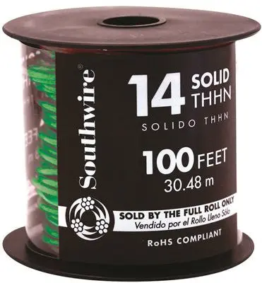 Southwire Simpull Thhn 14 Awg Solid Green Wire – 100-Foot Roll 1