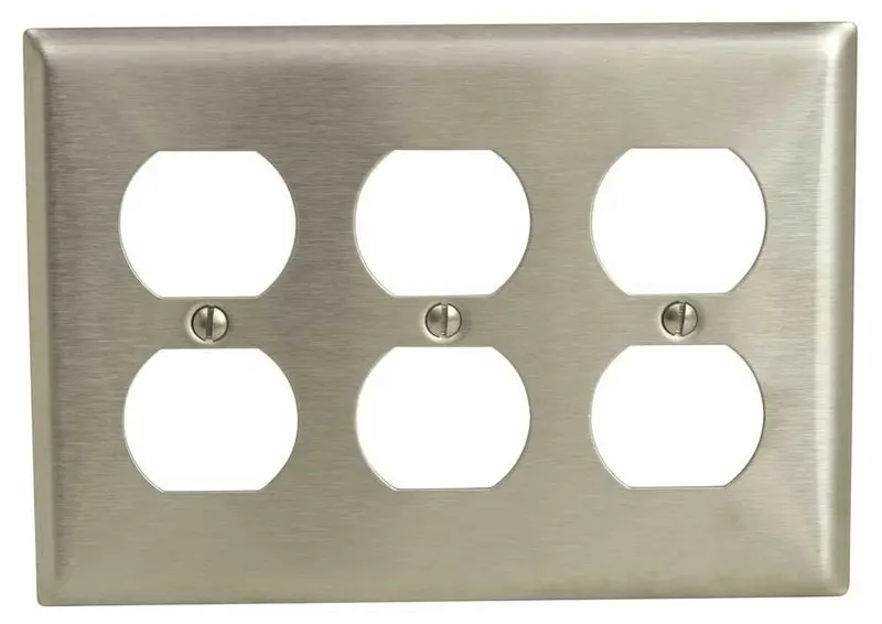 Stainless Steel 3-Gang Duplex Receptacle Wall Plate 1