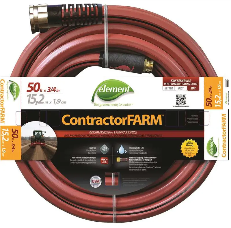 Swan® Element™ 3/4" X 50 Ft Contractor Farm Hose – Brick Red 1